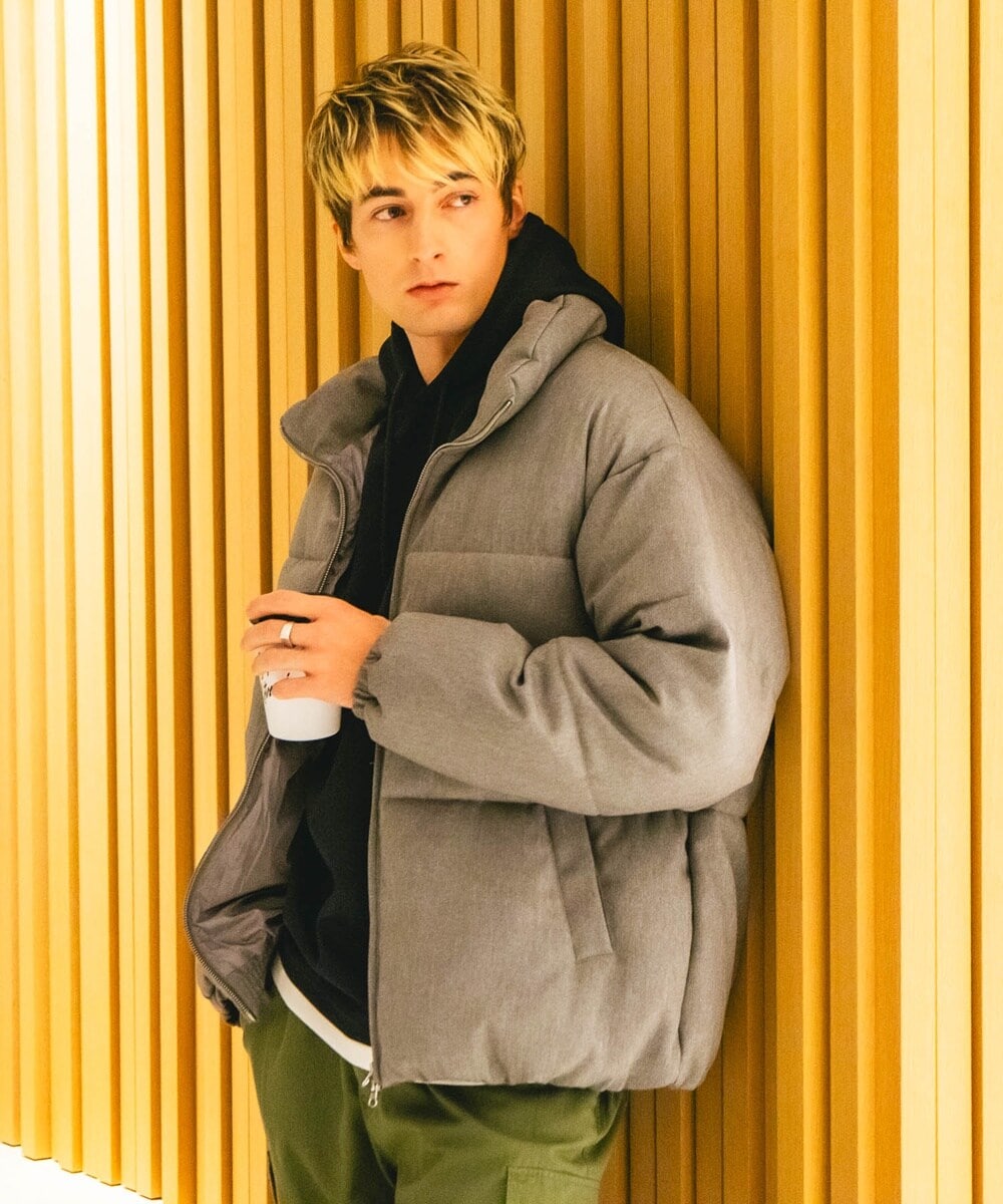 Blue Standard】ウールタッチ ヘリンボーン ファイバーダウン