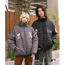 PEANUTS×MLB】オリジナルデザイン ナイロンパファージャケット 中綿 