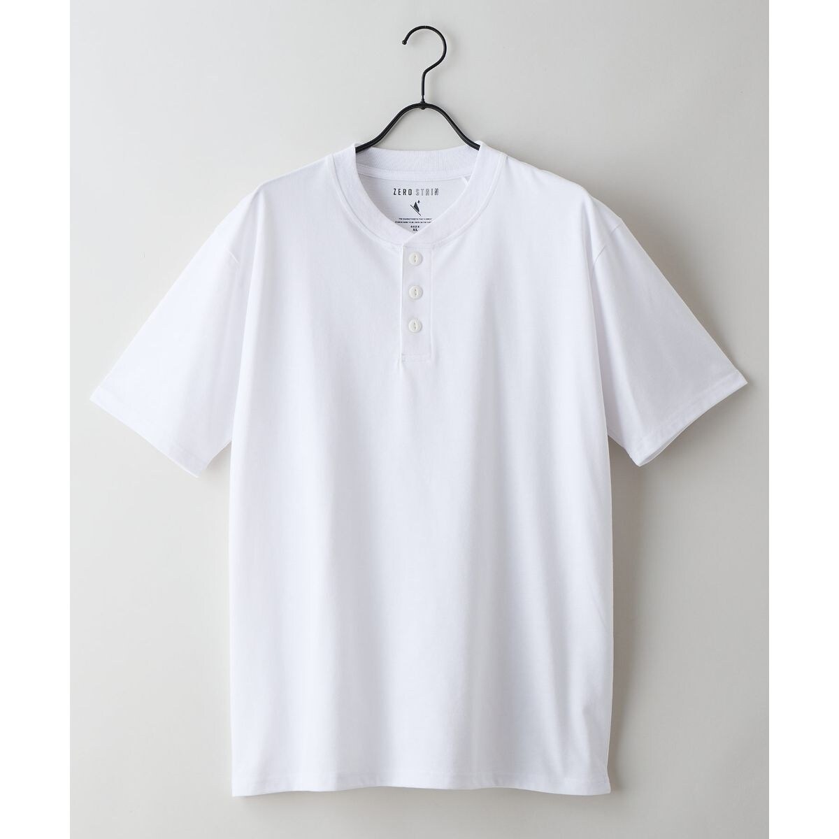 ZERO STAIN】汗染み目立ちにくい！ ヘンリーネックTシャツ 防汚 UV