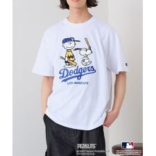 【PEANUTS×MLB】オリジナルデザインTシャツ 刺繍 ドロップショルダー ユニセックス