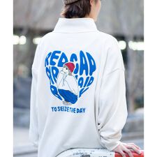バックプリント 裏毛 ハーフジップ スウェット 【UNIIT × RED CAP GIRL】