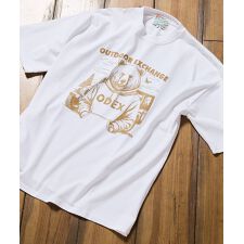 【OUTDOOR EXCHANGE/】クマ プリント クルーネックTシャツ