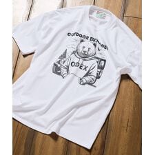 【OUTDOOR EXCHANGE/】クマ プリント クルーネックTシャツ