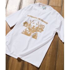 【OUTDOOR EXCHANGE/】イヌ プリント クルーネックTシャツ