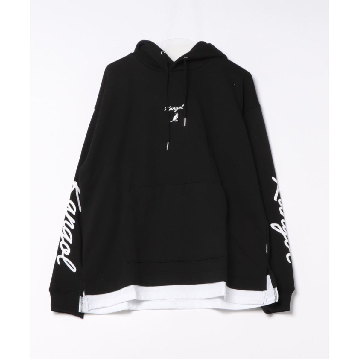 フェイクレイヤード 袖プリント ビッグ 裏毛 フーディー 【KANGOL】