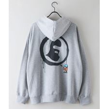 【BRKNHOME/ブロークンホーム】タギング バックプリント フルジップ スウェットパーカー