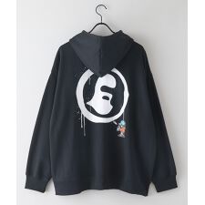 【BRKNHOME/ブロークンホーム】タギング バックプリント フルジップ スウェットパーカー