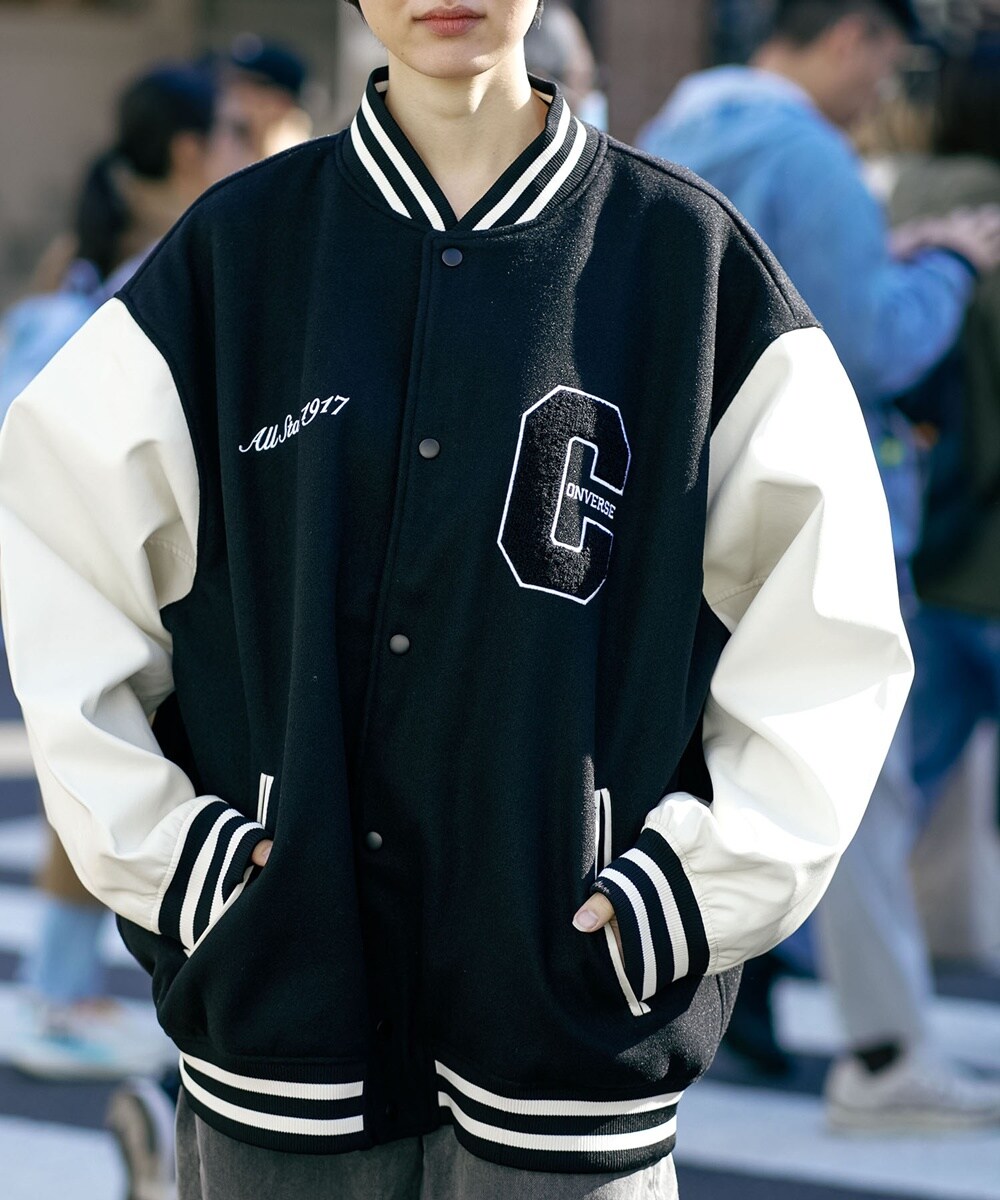 WEB限定 WARDROBE SMART】グレーメルトン レザーライク スタジャン