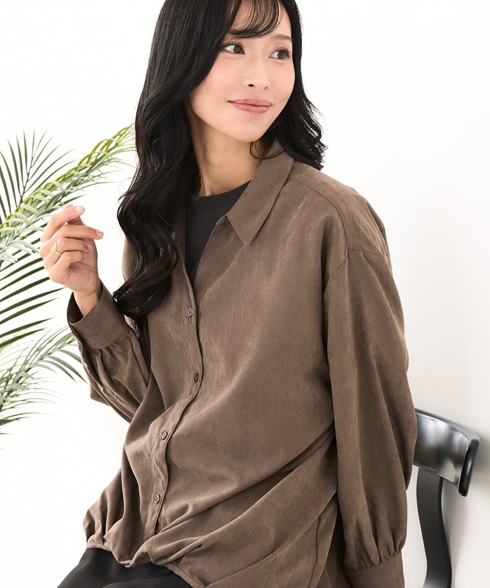 【C-FORT POINT】ピーチ起毛 スキッパー ブラウス