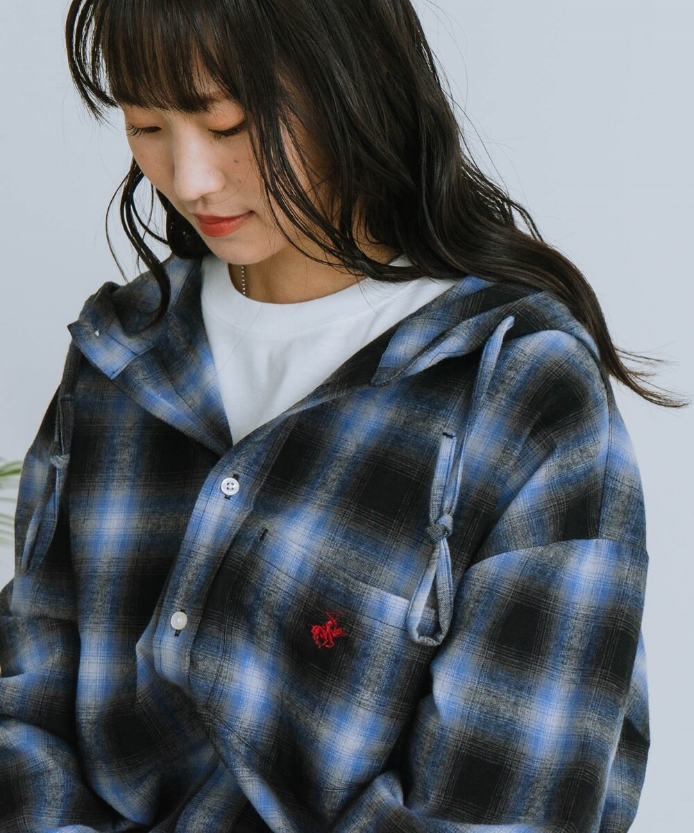 BEVERLY HILLS POLO CLUB】ロゴ ワンポイント刺繍 シャギーチェック