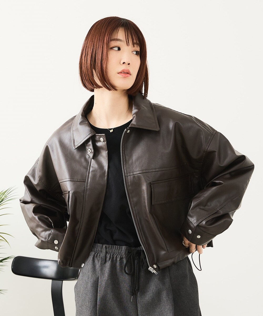 フェイクレザー ショート丈 シャツジャケット | エルフランク(ELFRANK