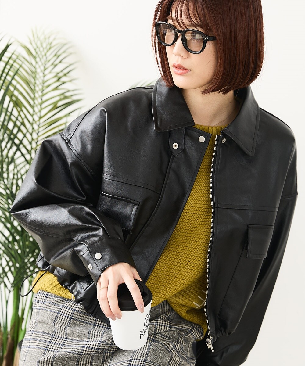 C-FORT POINT/フォートポイント】フェイクレザー フライトジャケット