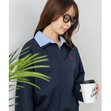 【C-FORT POINT】2枚襟 スウェットポロトレーナー