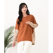 【C-FORTPOINT/フォートポイント】袖ケーブル柄 配色ニット