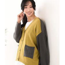 【C-FORTPOINT/フォートポイント】ドルマン配色カーディガン