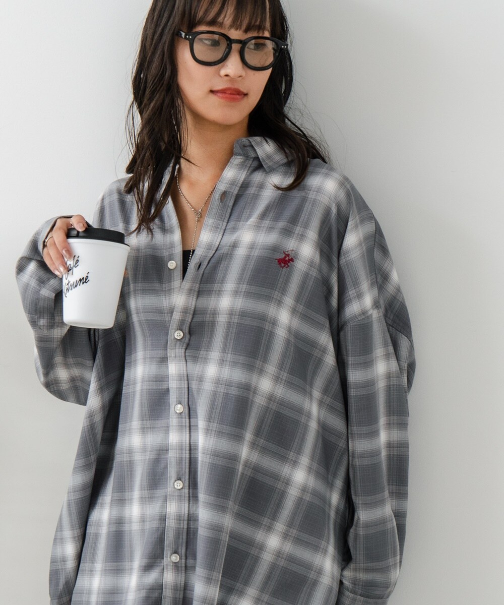 BEVERLY HILLS POLO CLUB】ロゴ ワンポイント刺繍 シャギーチェック