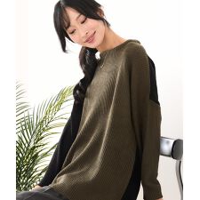 【C-FORTPOINT/フォートポイント】パッチワーク配色 ニットプルオーバー