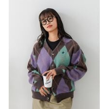 ビバリーヒルズポロクラブ(BEVERLY HILLS POLO CLUB)の【BEVERLY HILLS POLO CLUB】ワンポイント刺繍 モヘアタッチ ニットカーディガン