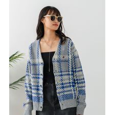 ビバリーヒルズポロクラブ(BEVERLY HILLS POLO CLUB)の【BEVERLY HILLS POLO CLUB】ワンポイント刺繍 モヘアタッチ ニットカーディガン