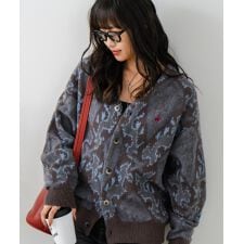 ビバリーヒルズポロクラブ(BEVERLY HILLS POLO CLUB)の【BEVERLY HILLS POLO CLUB】ワンポイント刺繍 モヘアタッチ ニットカーディガン