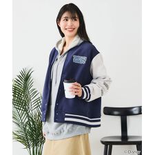 【Disney】MICKEY MOUSE ミッキーマウス 袖切替 ワッペン刺繍 フリース スタジャン