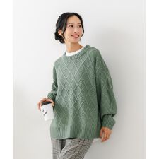 【C-FORT POINT/フォートポイント】柄編み クルーネック ニット プルオーバー