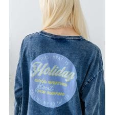 【UNDER WRAPS/アンダーラップス】インディゴ刺繍 オーバーサイズ ロンT