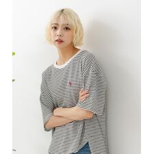 【U.S. POLO ASSN.】ブランドロゴワンポイント刺繍ラウンドヘムTシャツ