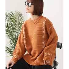 【C-FORT POINT/フォートポイント】配色ブランケットステッチプルオーバー