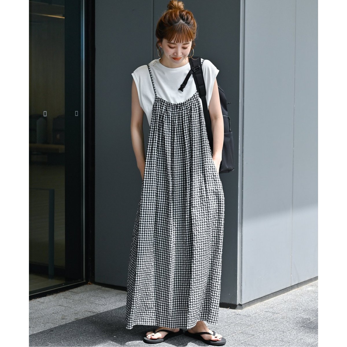 シアーギンガムギャザーキャミワンピース | ベーセーストック