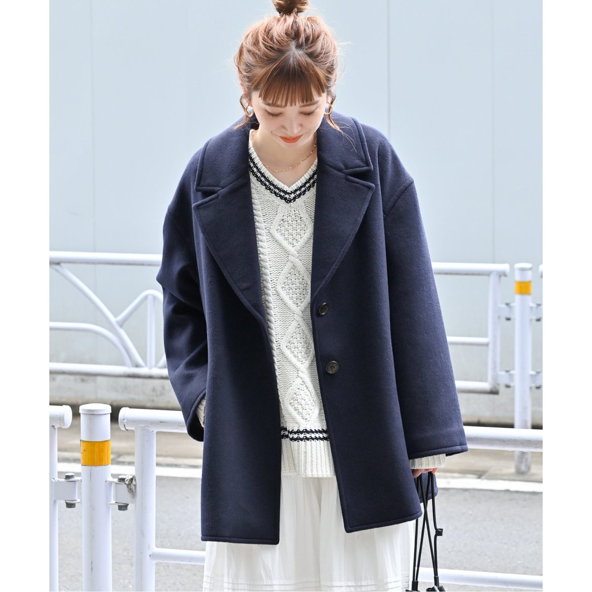 Wビーバーテーラーコクーンミドルコート | ベーセーストック(B.C STOCK