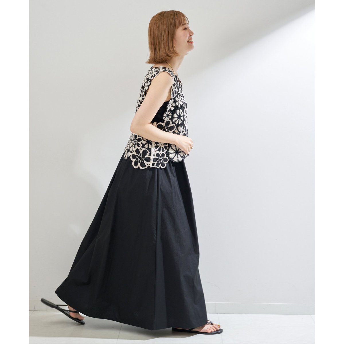 ★boohoo★ ホルターネック かぎ編み マキシ ニット ワンピース ニットワンピース タイト パフショルダー パワーショルダー 長袖