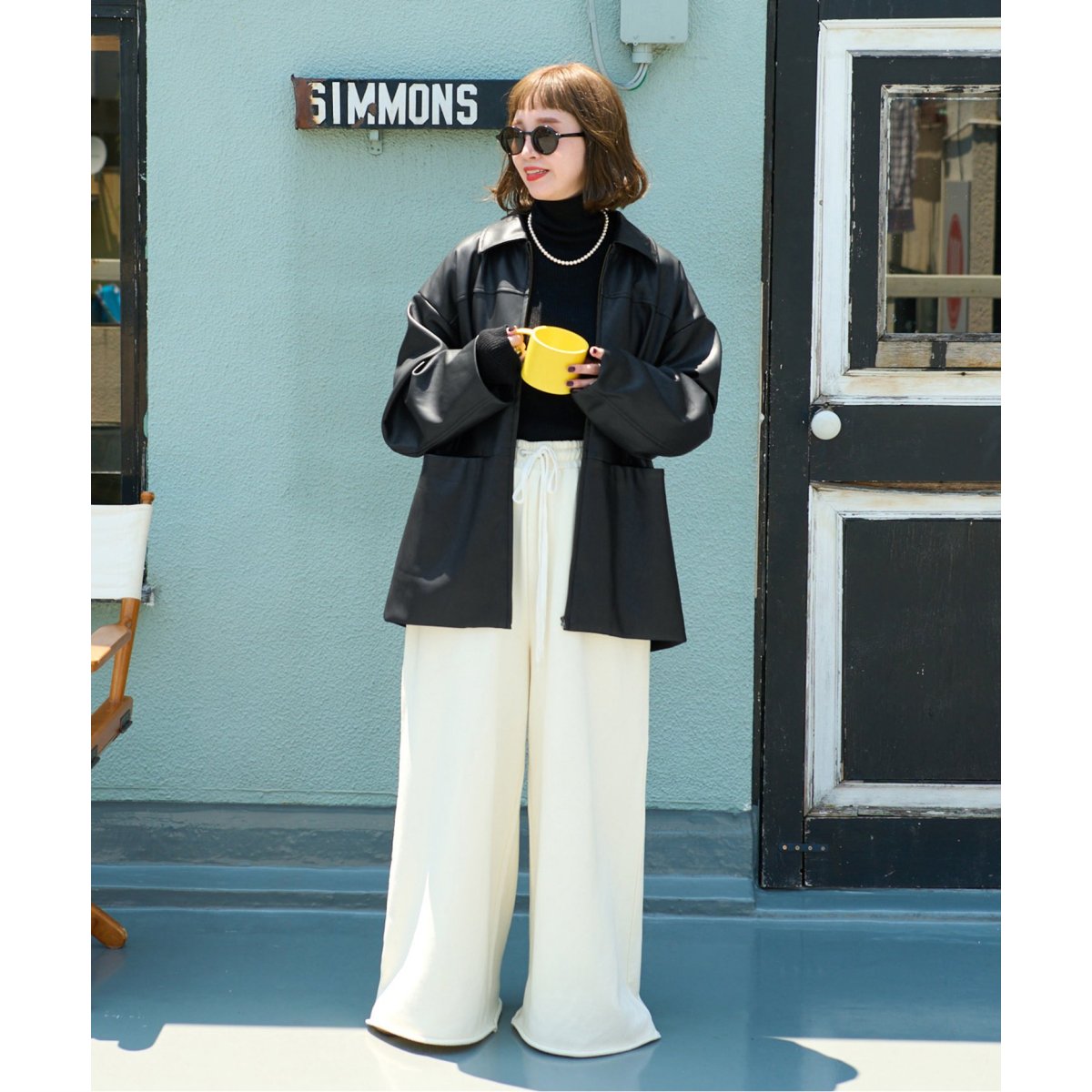 Gleamy/グリーミー フェイクレザーブルゾン | ベーセーストック