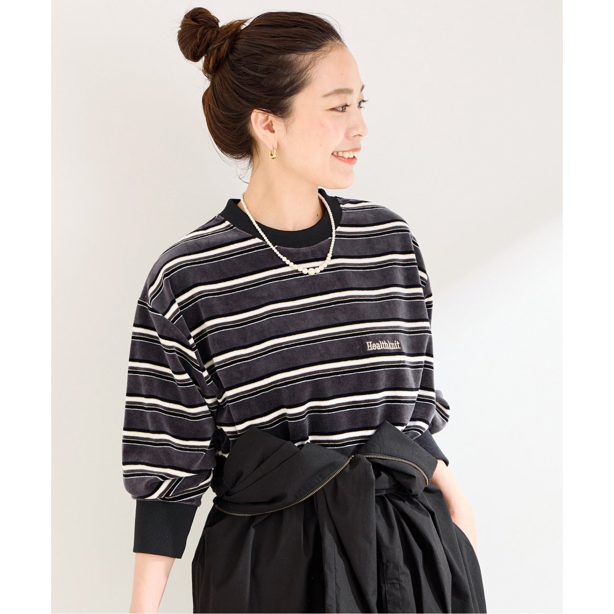 公式限定 福袋 - 公式通販オンラインショップ Healthknit/ヘルスニット 別注 ベロアクルーネックボーダープル トレーナー+スウェット