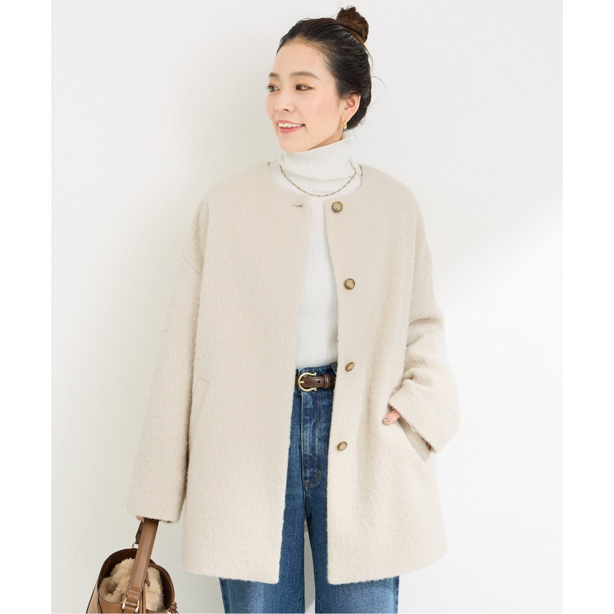 ブークレーノーカラーミドルコート | ベーセーストック(B.C STOCK