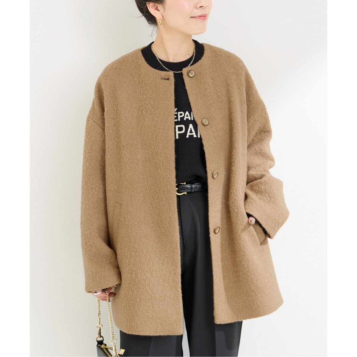 ブークレーノーカラーミドルコート | ベーセーストック(B.C STOCK