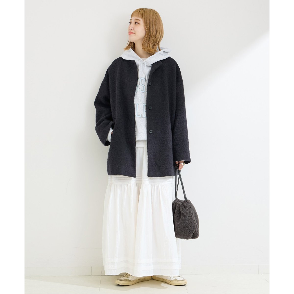 ブークレーノーカラーミドルコート | ベーセーストック(B.C STOCK