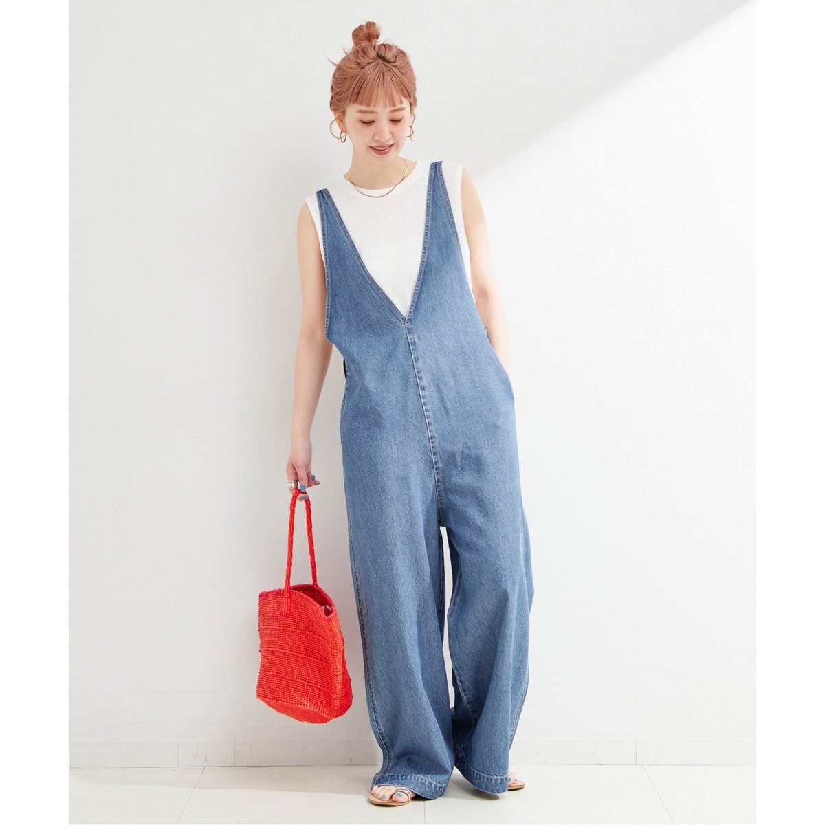 2025人気の 追加》【WEB限定】DU JOUR/デュ ジュール V NECK JEAN SALOPETTE サロペット・オーバーオール・オールインワン