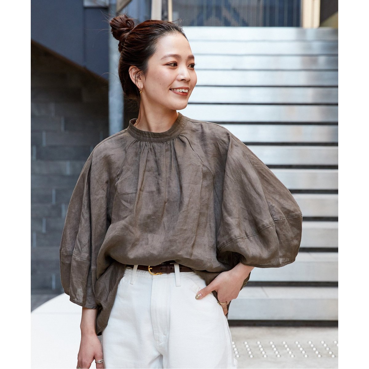 追加4》手洗い可 / フレンチリネン2wayブラウス | ベーセーストック