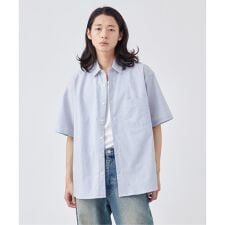 LAWN ストライプ 半袖レギュラーカラーシャツ