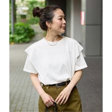 《追加》【WEB限定】ウォッシャブル / 接触冷感 ラッフルショルダーTシャツ