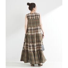 手洗い可 / ティアードチェックスリーブレスワンピース
