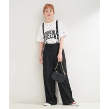 《予約》ウォッシャブル / サスペンダー付きタックパンツ