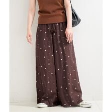 《予約》【WEB限定】手洗い可 / フラワー刺繍ギャザーパンツ