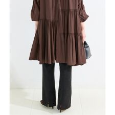 《予約》ウォッシャブル / ヌバック調フレアスリムパンツ