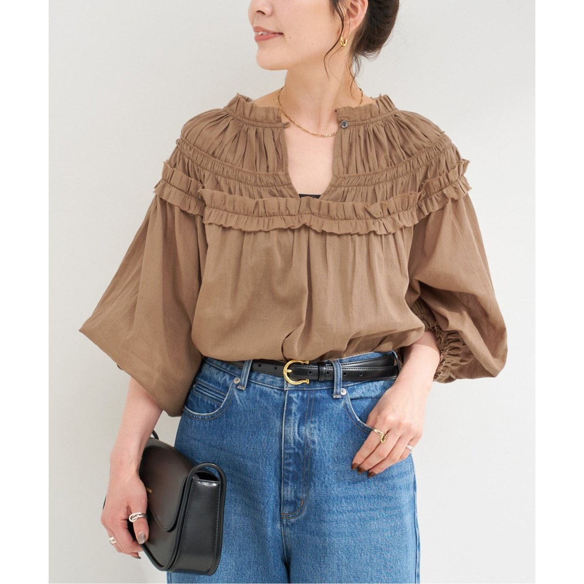 JOURNAL STANDARD｜シャンブレークロップドスタンドプルオーバー