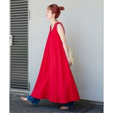 《追加6》手洗い可 / リネンレーヨンスリーブレスワンピース