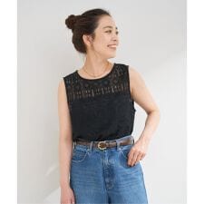 《予約》【WEB限定】手洗い可 / 総レースノースリーブブラウス