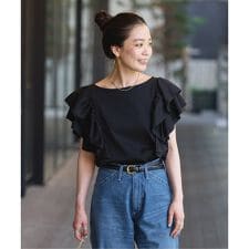 【WEB限定】手洗い可 / UVカット / 接触冷感 / 袖フリルプルオーバー