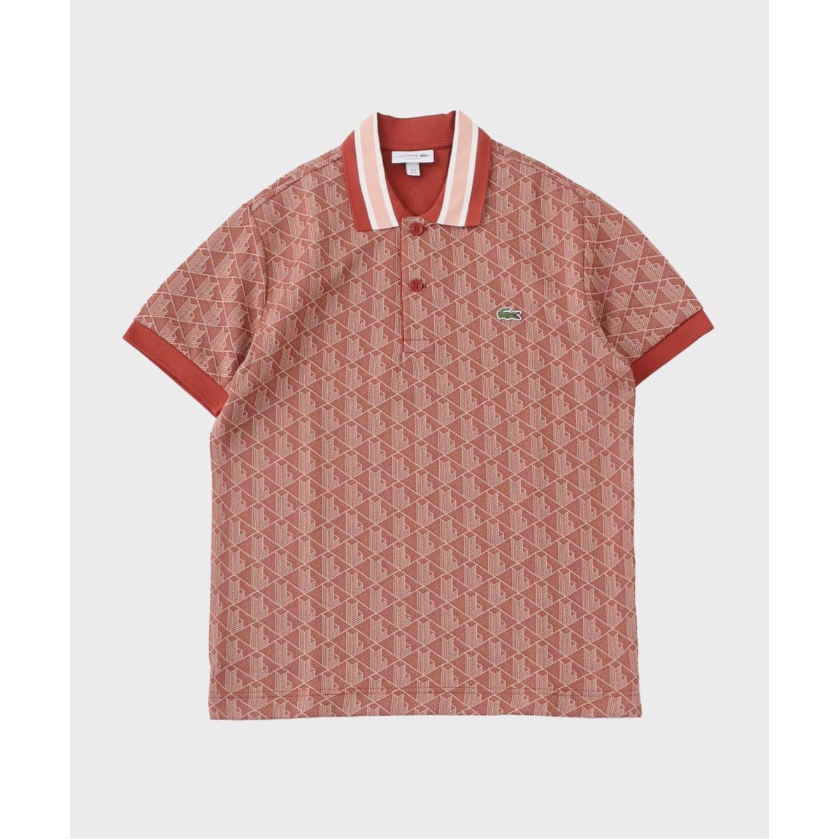 人気 LACOSTE ラコステ モノグラム ジャガードポロシャツ L LACOSTE / ラコステ】モノグラムジャカードポロシャツ | ベー